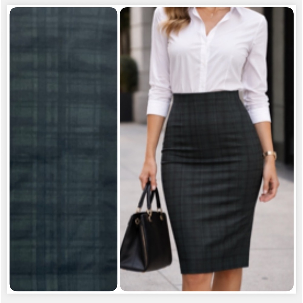Sanctuary Preppy Green‎ and Black Plaid Pencil Skirt